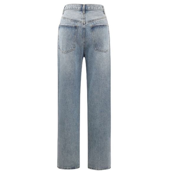 Micas Women’s XSmall Light Blue Asymmetric Waist Straight Leg Denim Jeans - Picture 2 of 6